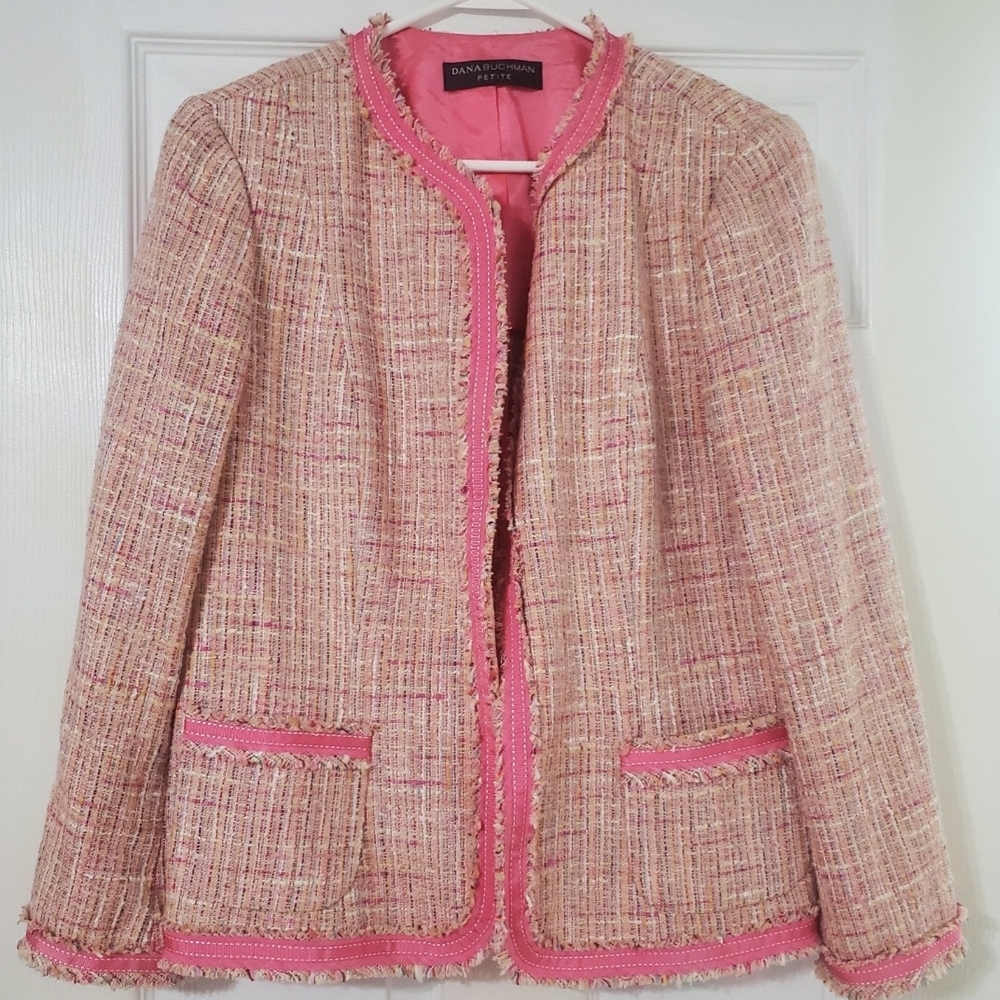 Dana Buchman Women's Pink Accent Tweed Blazer